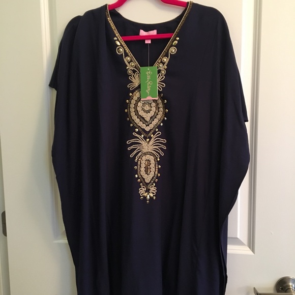 Lilly Pulitzer Dresses & Skirts - Lilly Pulitzer Navy Gold Chai Caftan Dress NWT